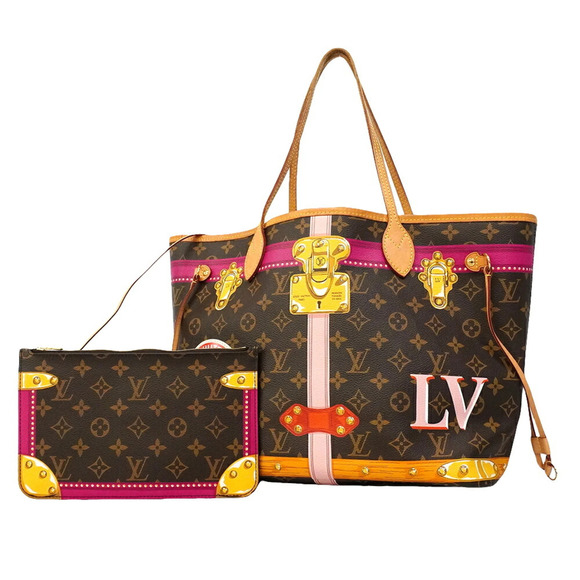 LOUIS VUITTON Handbags - Louis Vuitton Monogram Summer Trunk Neverfull MM Tote Bag M41390 Brown Women's